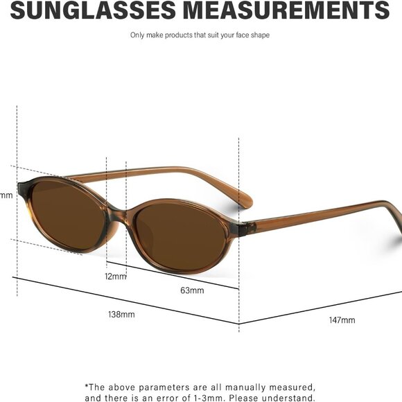 Retro Oval Sunglasses for Women 90s Design Small Cat Eye Sun Glasses UV Protecti - Picture 6 of 6